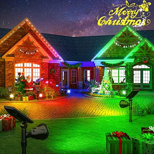 ROSHWEY Solar Outdoor Lights Waterproof, 9 Lighting Modes Halloween Christmas Solar Garden Lights Colored Landscape Spotlights Spot Lights Outdoor Lighting for Backyard House Yard Pool Patio- 4 Pack