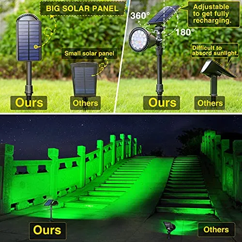 ROSHWEY Solar Outdoor Lights Waterproof, 9 Lighting Modes Halloween Christmas Solar Garden Lights Colored Landscape Spotlights Spot Lights Outdoor Lighting for Backyard House Yard Pool Patio- 4 Pack