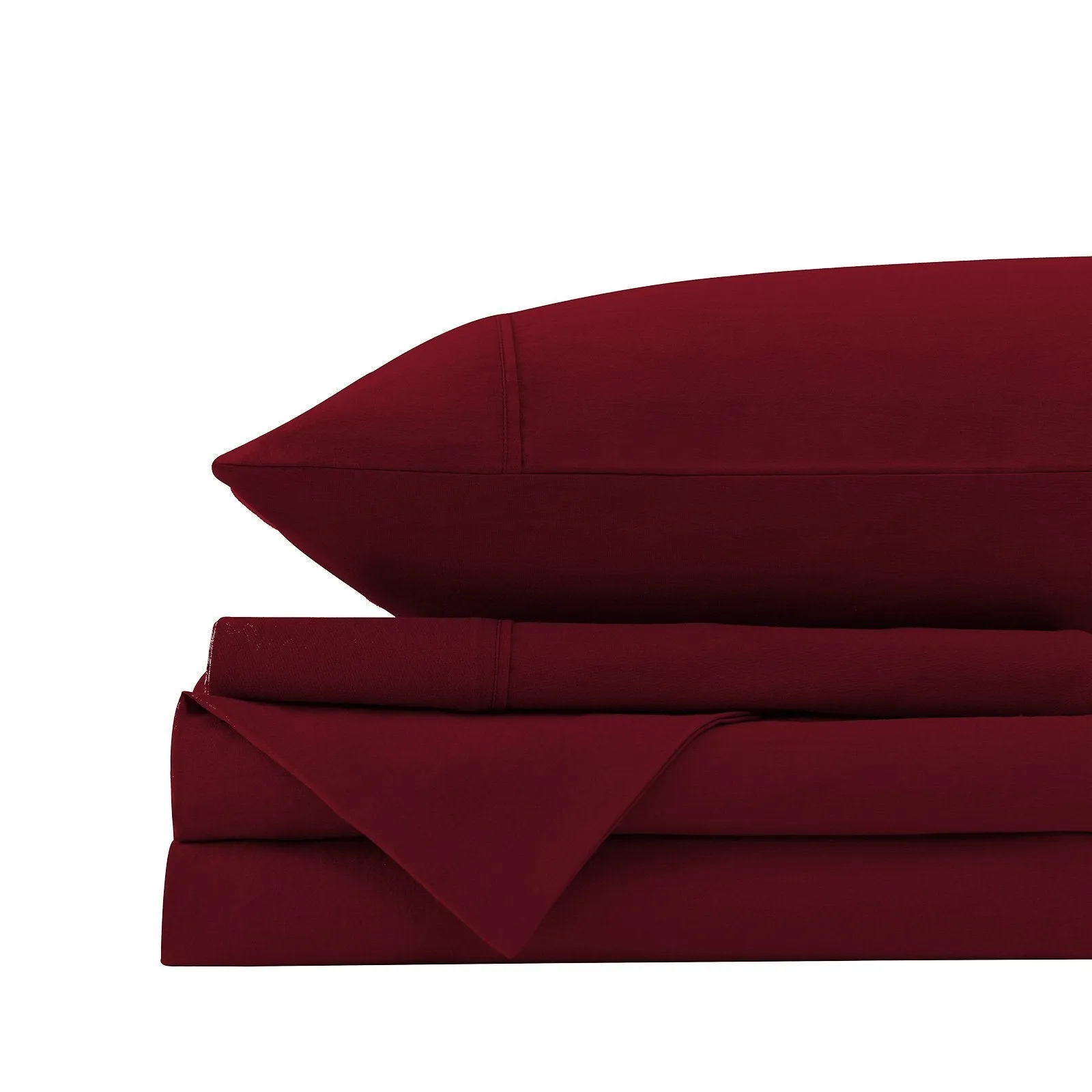 Royal Comfort Vintage Washed 100% Cotton Sheet Set Fitted Flat Sheet Pillowcases King Mulled Wine