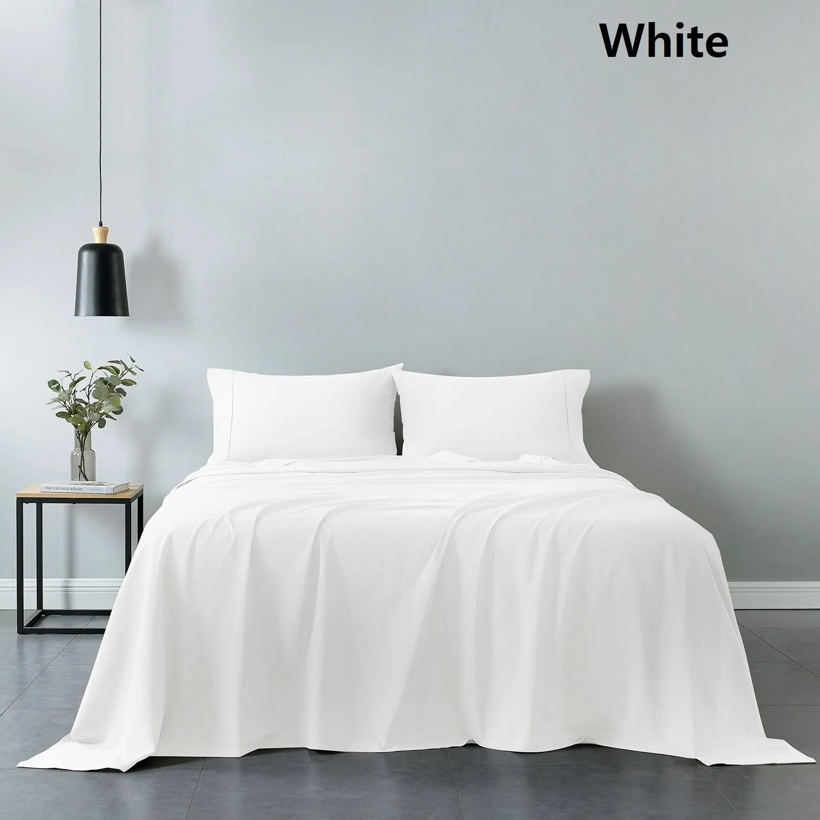 Royal Comfort Vintage Washed 100% Cotton Sheet Set Fitted Flat Sheet Pillowcases King White