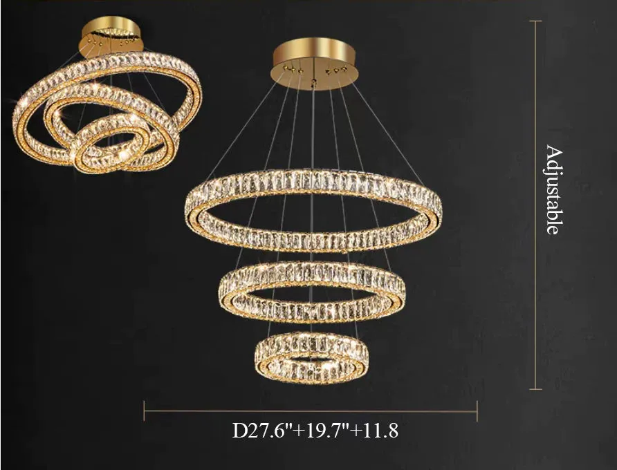 Rylight 2/3/4/5/6/7/8/9-Rings Crystal Chandelier