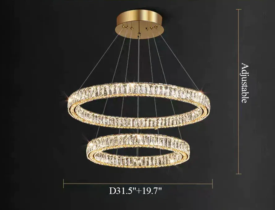 Rylight 2/3/4/5/6/7/8/9-Rings Crystal Chandelier