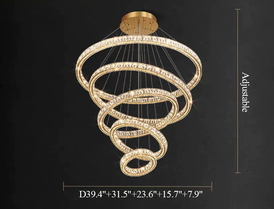 Rylight 2/3/4/5/6/7/8/9-Rings Crystal Chandelier