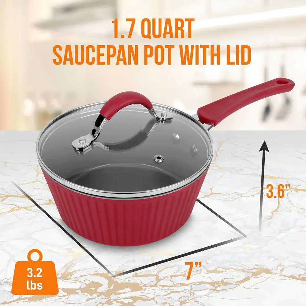 Saucepan Pot With Lid - Non-Stick High-Qualified Kitchen Cookware, 1.7 Quart (Works With Model: Nccw11Rdl)