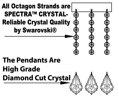 Set Of 2 - 1-Wrought Iron Chandelier 50" Inches Tall With Crystal And Crystal Chandelier 30" Inches Tall With Crystal Trimmed With Spectra (Tm) Crystal - Reliable Crystal Quality By Swarovski - 1Ea-B12/724/24Sw 1Ea-B12/724/6 3Sw