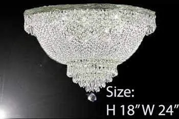 Set of 3-1 French Empire Crystal Chandelier Lighting H36 X W30 & 1 French Empire Crystal Chandelier Lighting H30 X W24 and 1 French Empire Crystal Semi Flush Basket Chandeliers Lighting H18 X W24 - CS/870/14  CS/870/9  FLUSH/CS/870/9