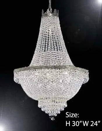 Set of 3-1 French Empire Crystal Chandelier Lighting H36 X W30 & 1 French Empire Crystal Chandelier Lighting H30 X W24 and 1 French Empire Crystal Semi Flush Basket Chandeliers Lighting H18 X W24 - CS/870/14  CS/870/9  FLUSH/CS/870/9