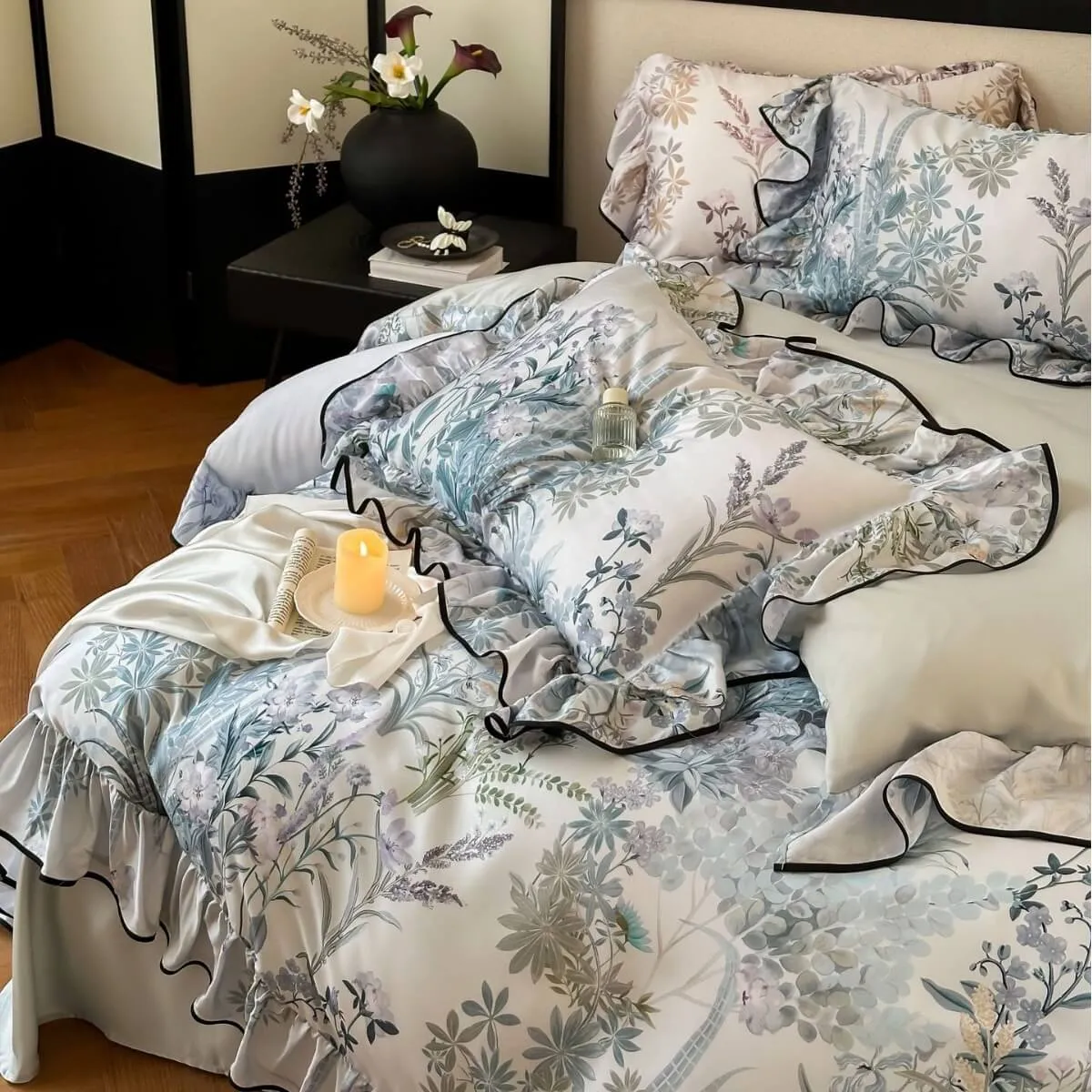 Silky Floral Bedding Set