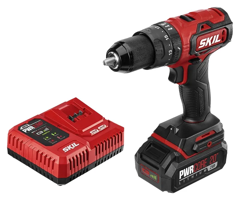 SKIL HD529402 Hammer Drill Kit, Battery Included, 20 V, 2 Ah, 1/2 in Chuck, Keyless, Ratcheting Chuck :EA: QUANTITY: 1