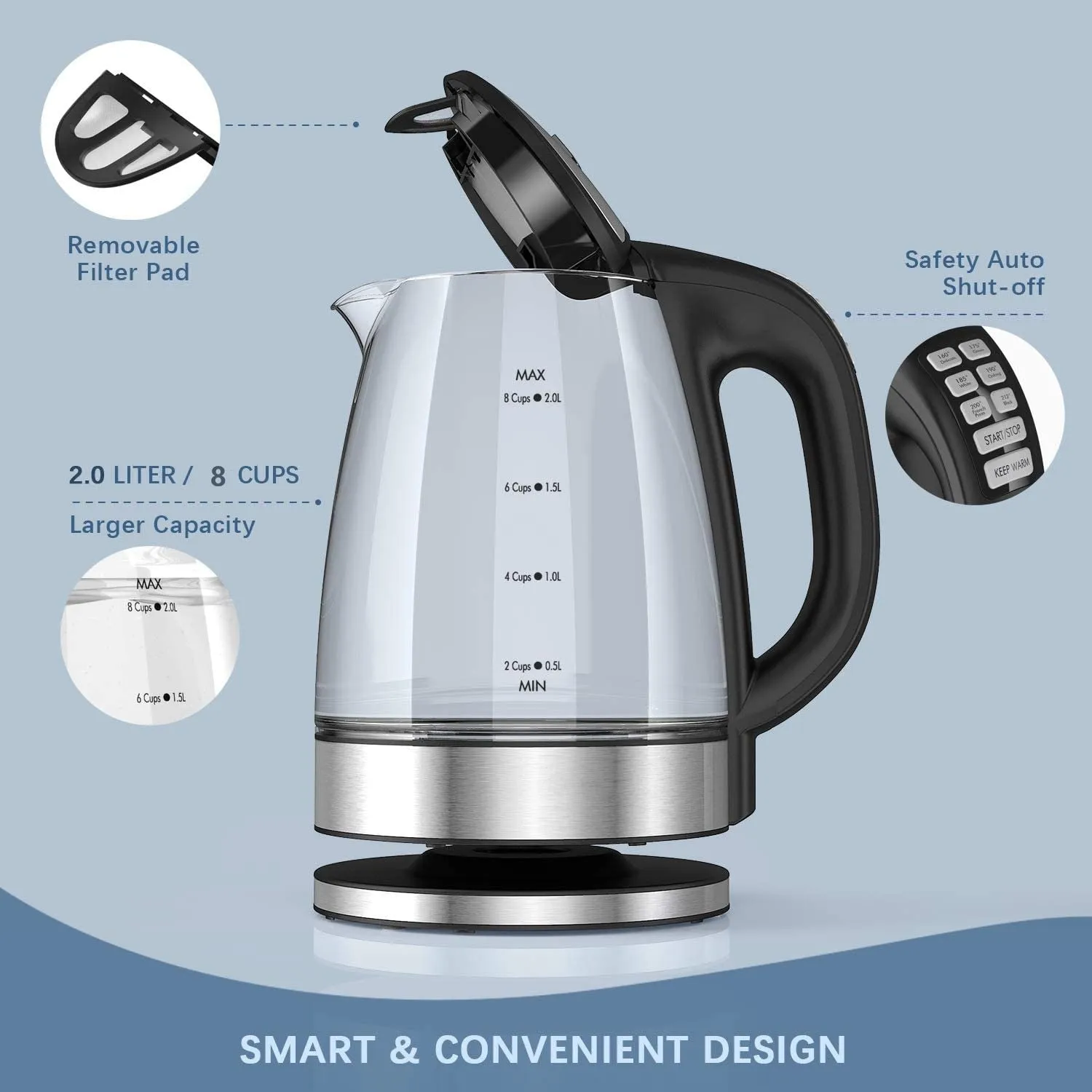 Smart Auto Temperature Electric Kettle