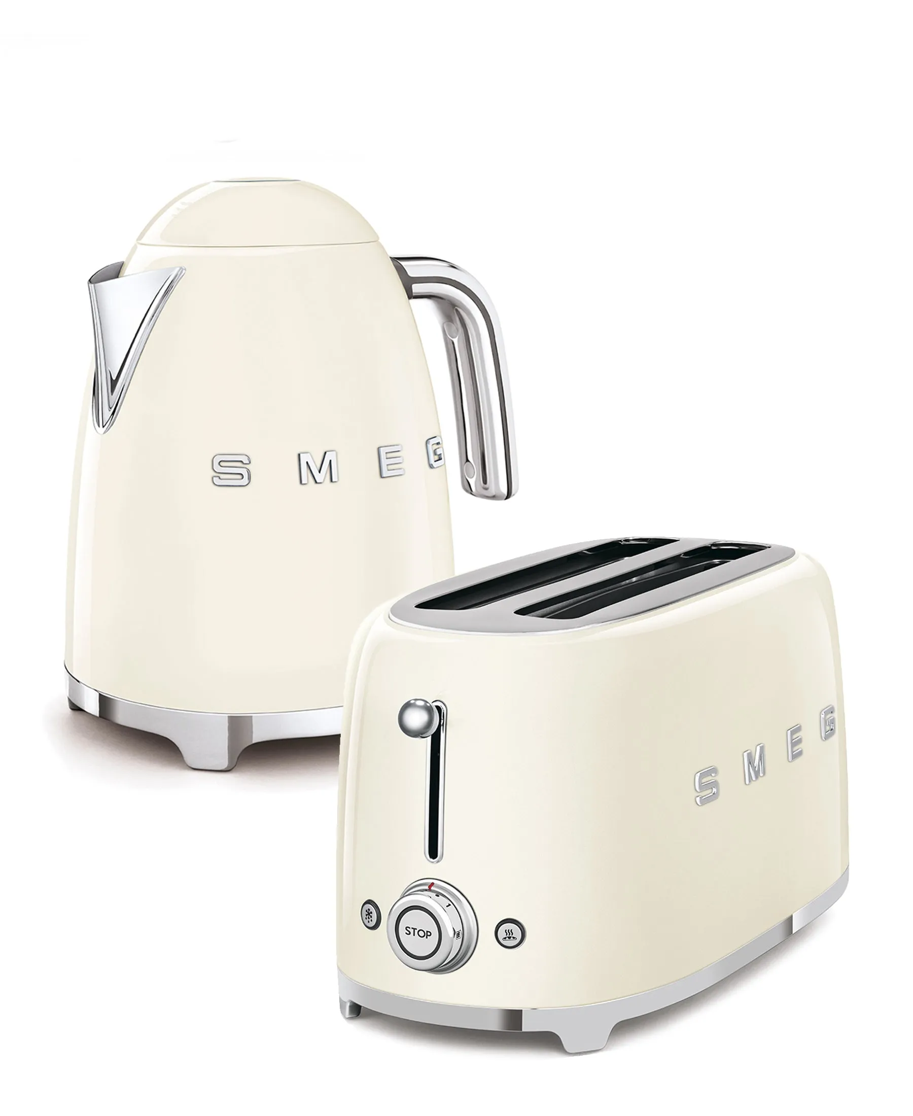 Smeg 2 Slice Toaster & 1.7L Kettle Breakfast Pack Cream