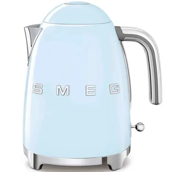 Smeg 50's Style Jug Kettle, 1.7L, 300W, Soft Opening, 360° Swivel Base - Pastel Blue