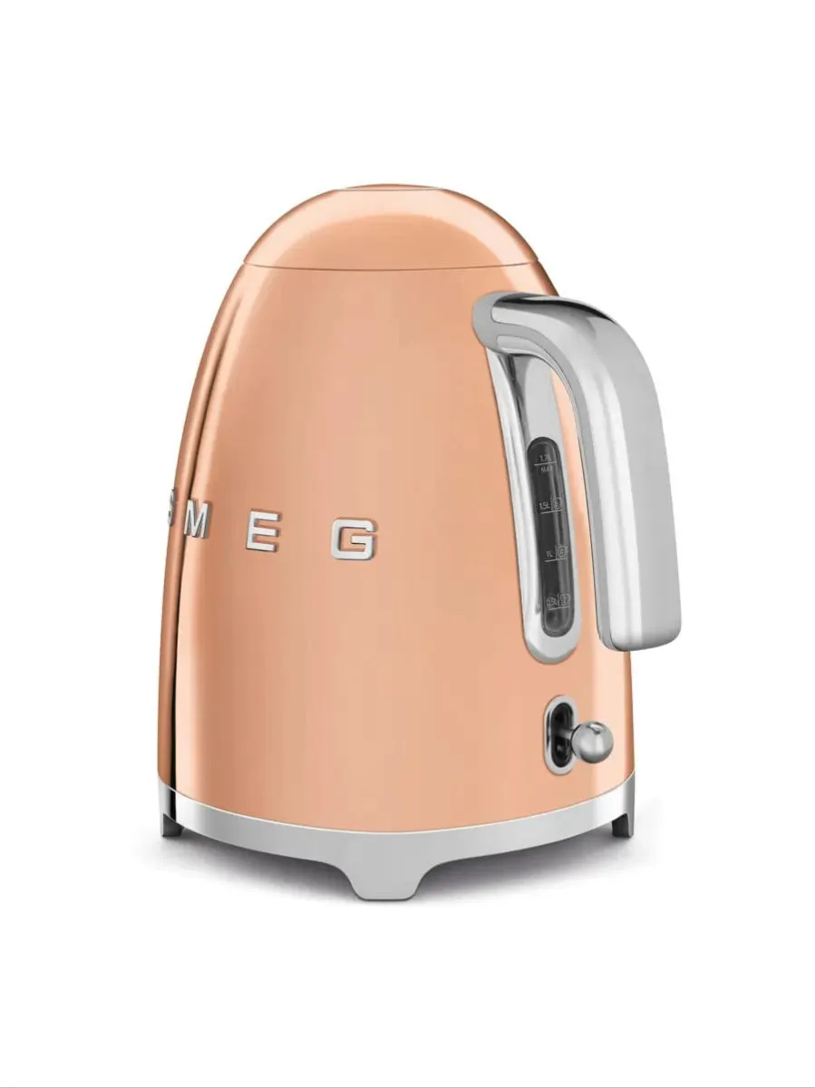 SMEG KLF03RGUK 1.7 Litre 50's Style Kettle, 22.6cm Wide - Rose Gold