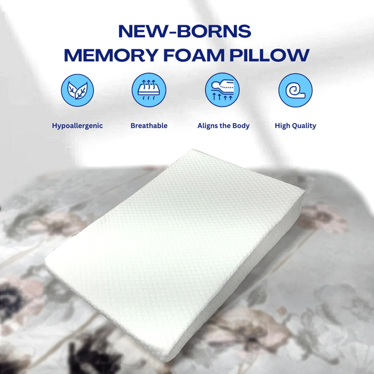 Smooth Wedge Memory Foam Pillow for babies  40x60cm (11x3) White