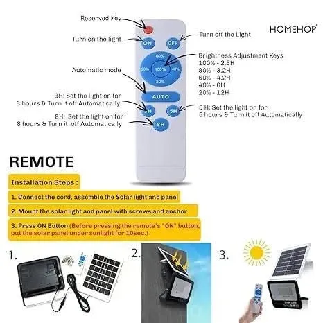 Solar 120W LED flood light automatic and remote control for exterior (Pack of 2)