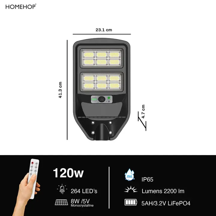 Solar 120W Street Light with Automatic Motion Sensor for Home, Outdoor and Garden