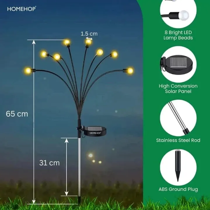 Solar Garden Lighting Waterproof Outdoor Pathway Decoration Firefly Fairy Lights For Home, Patio