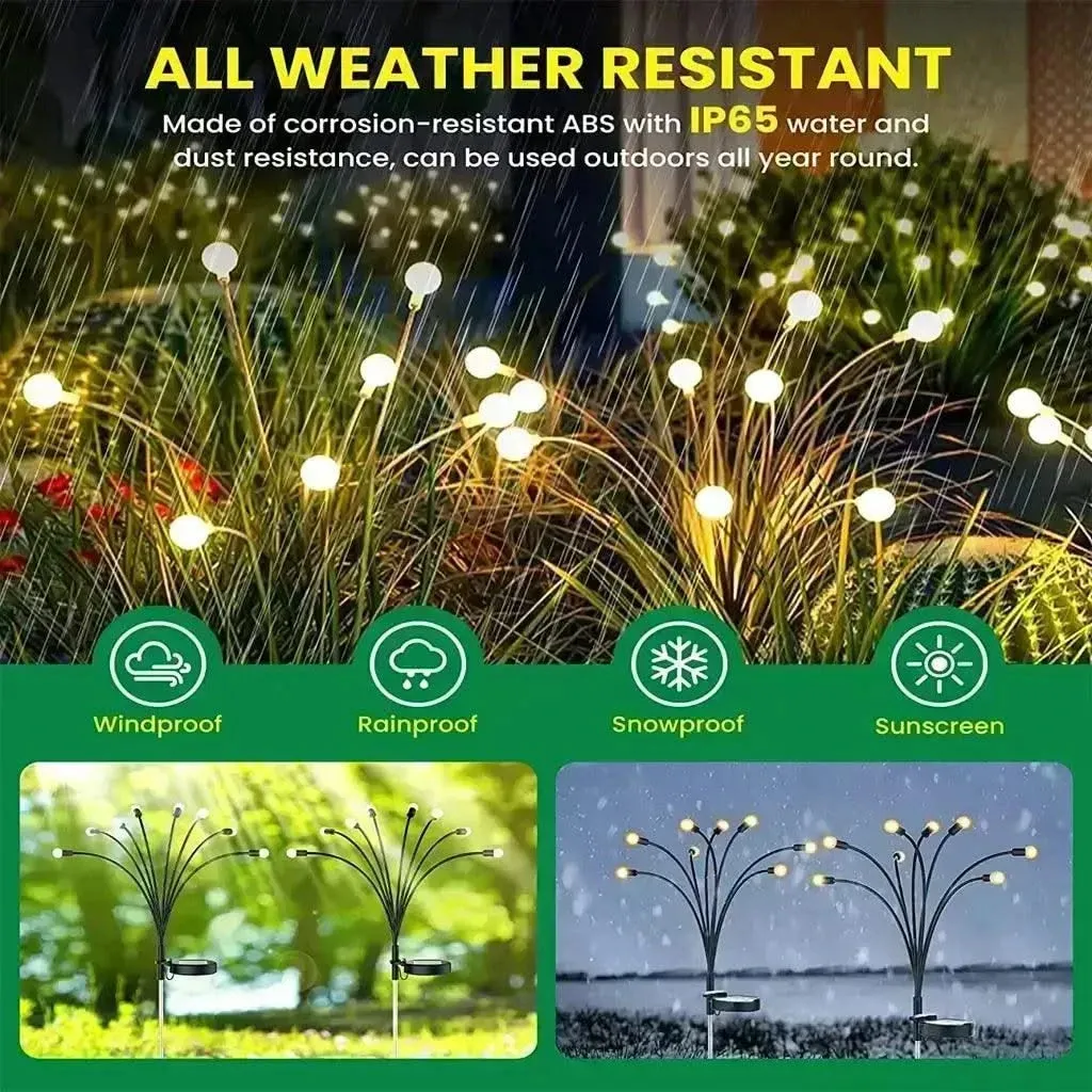 Solar Garden Lighting Waterproof Outdoor Pathway Decoration Firefly Fairy Lights For Home, Patio