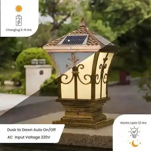 Solar Outdoor Gate Lamp Perfect Illumination with Modern LED Frontgate Pillar Light for Home, Garden and Outdoor (Renewed)