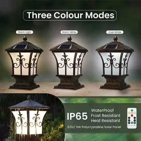 Solar Outdoor Gate Lamp Perfect Illumination with Modern LED Frontgate Pillar Light for Home, Garden and Outdoor (Renewed)