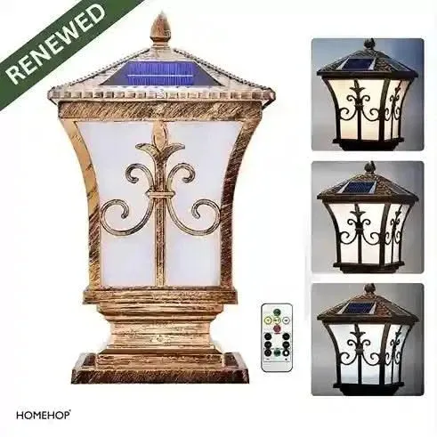 Solar Outdoor Gate Lamp Perfect Illumination with Modern LED Frontgate Pillar Light for Home, Garden and Outdoor (Renewed)