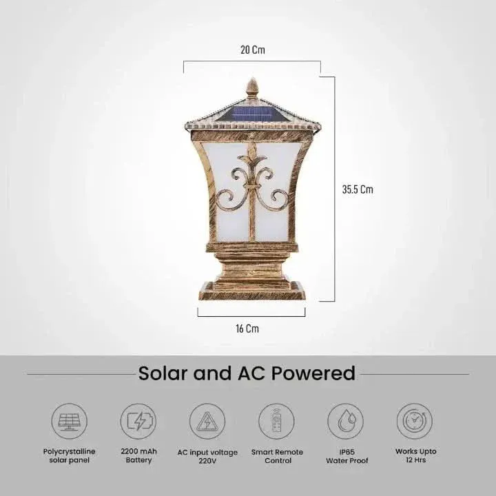 Solar Outdoor Gate Lamp Perfect Illumination with Modern LED Frontgate Pillar Light for Home, Garden and Outdoor (Renewed)