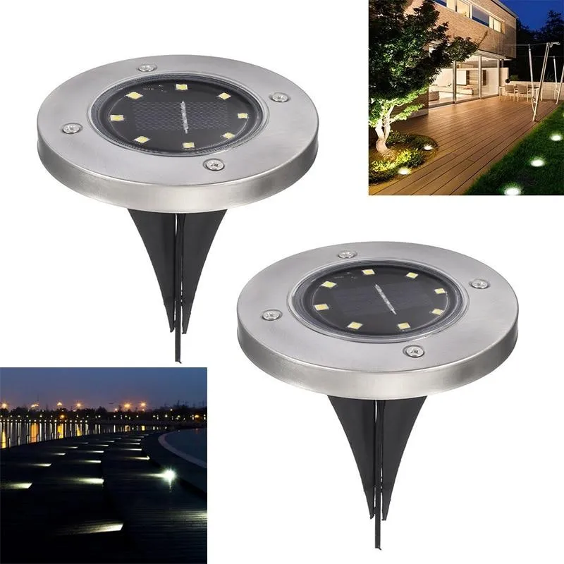 Solar Powered Ground Light Waterproof Garden Pathway Deck Lights With 8 LEDs Solar Lamp for Home Yard