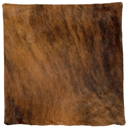 Square Pillow Cover - Golden Brown and Black Brindle Cowhide - 18" x 18" (PILC139)