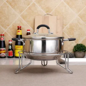 Stainless steel three-legged pot holder (chrome color)