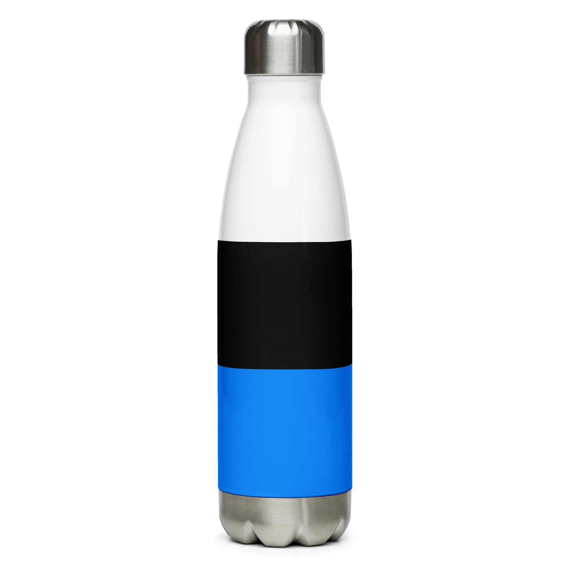 Stainless Steel Water Bottle Black and Blue Checker