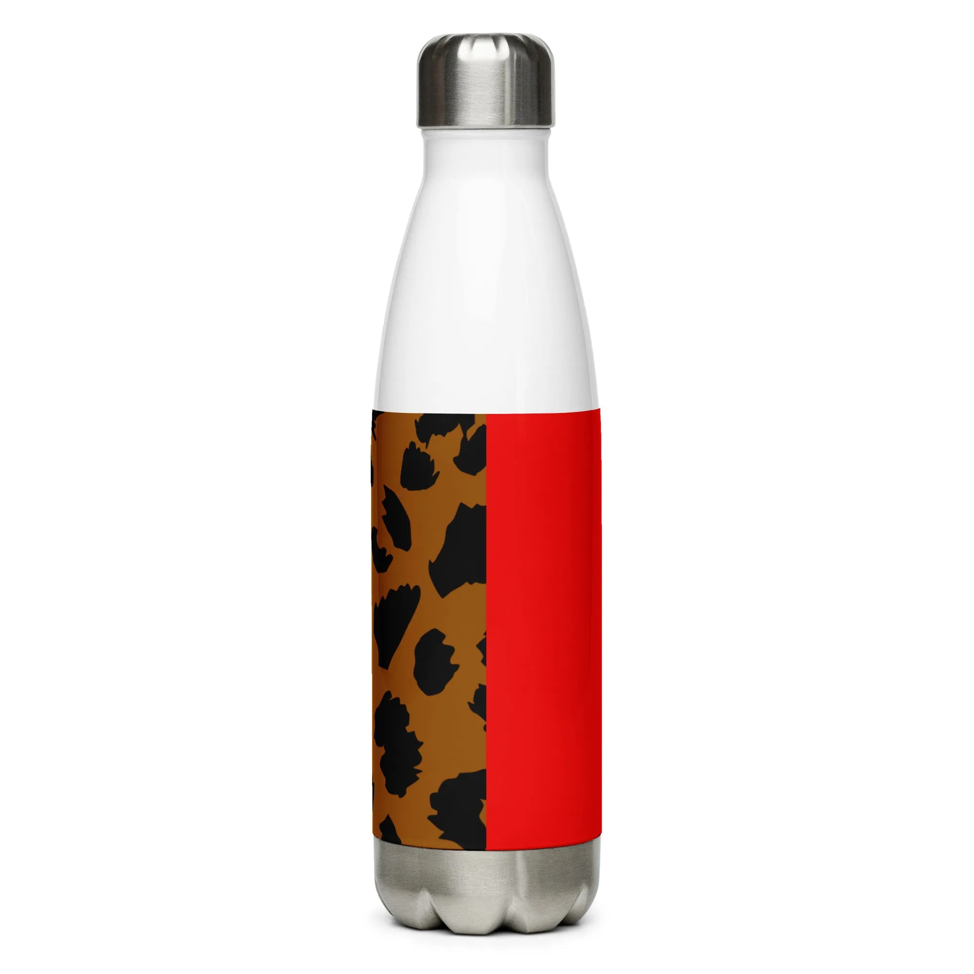 Stainless Steel Water Bottle Leopard and Red