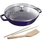 Staub - 30cm Dark Blue Wok w/Glass Lid (12")