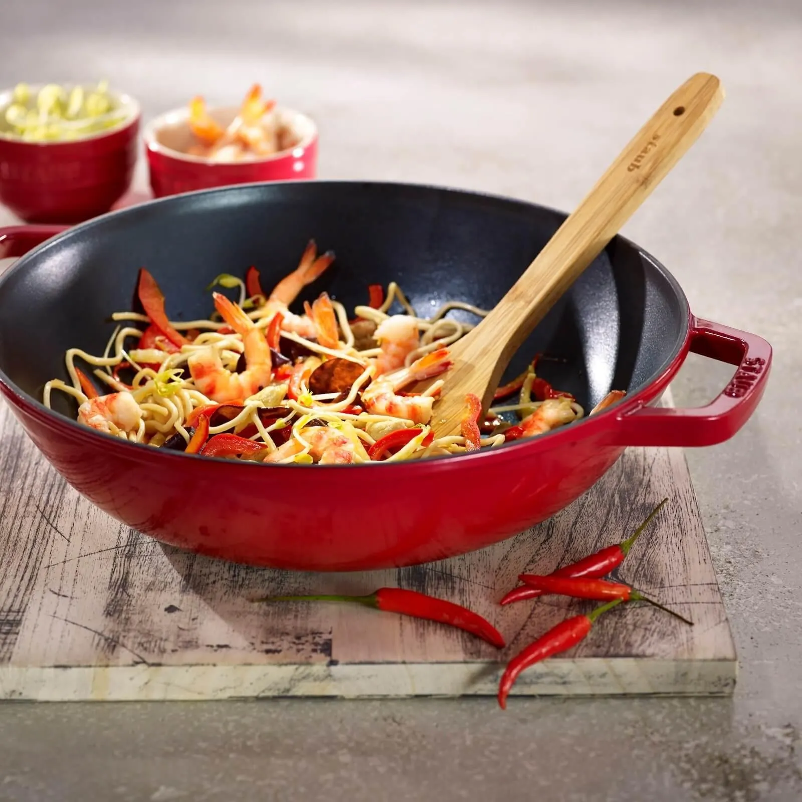 Staub Wok with glass lid diam.37 cm