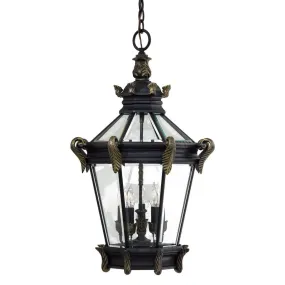 Stratford Hall 5 lights 19 in. Outdoor Hanging Lantern Heritage & Gold finish