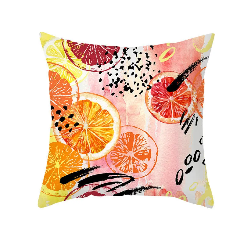 Summer Fruit Print Microfiber Throw Pillow Cover