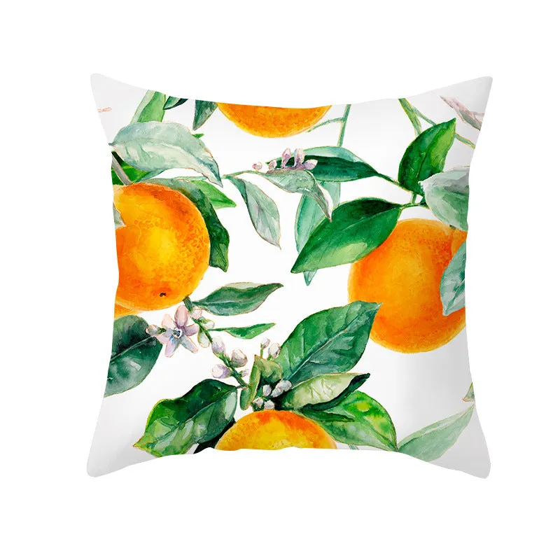 Summer Fruit Print Microfiber Throw Pillow Cover