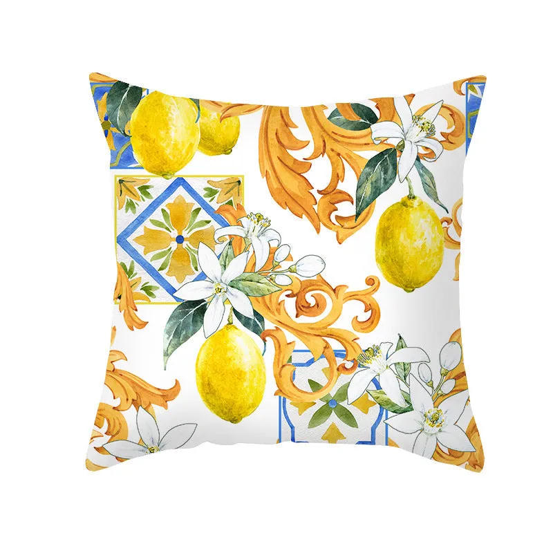 Summer Fruit Print Microfiber Throw Pillow Cover