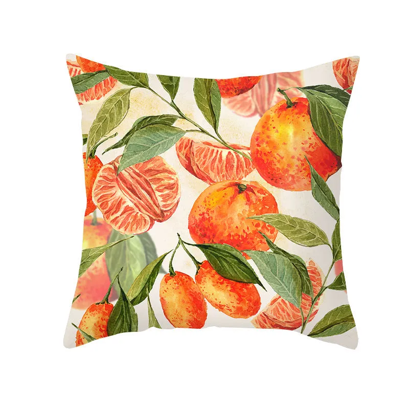 Summer Fruit Print Microfiber Throw Pillow Cover