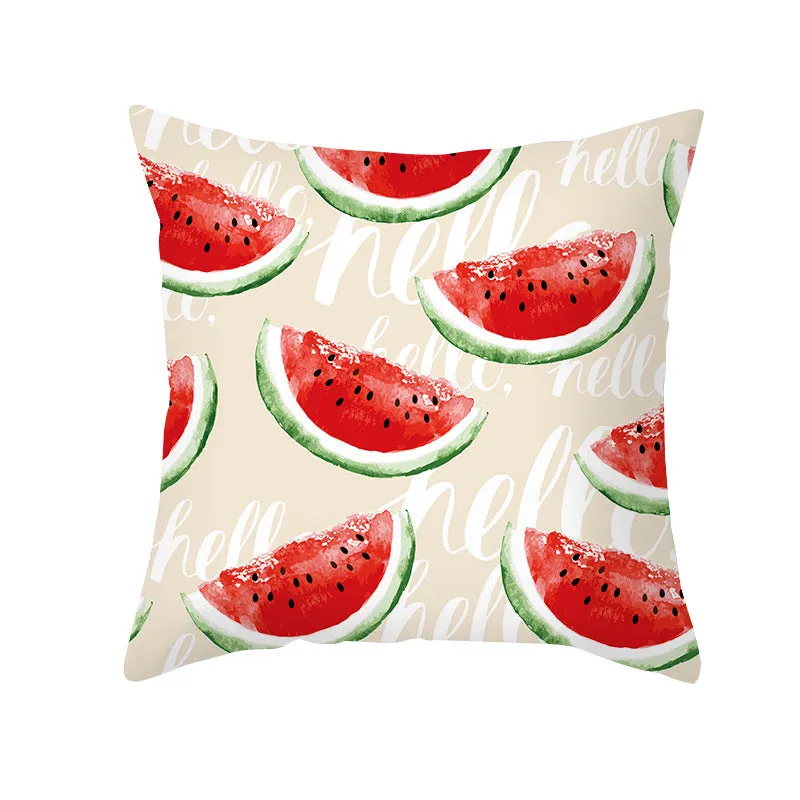 Summer Fruit Print Microfiber Throw Pillow Cover