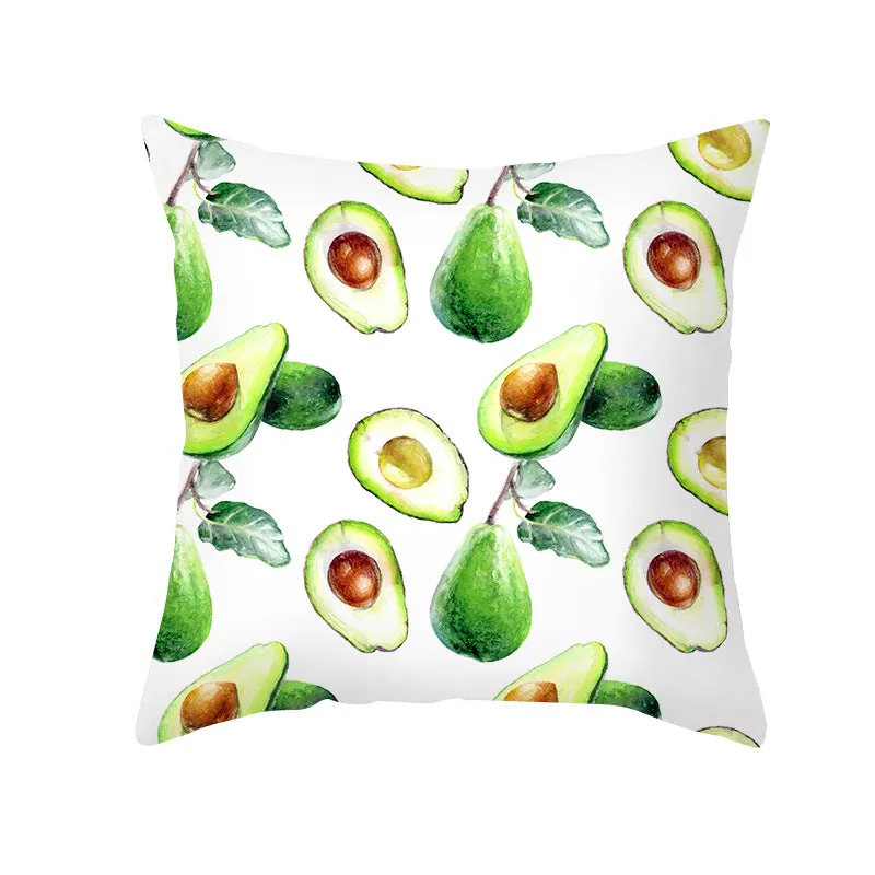 Summer Fruit Print Microfiber Throw Pillow Cover