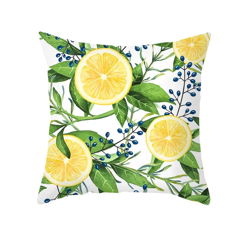 Summer Fruit Print Microfiber Throw Pillow Cover