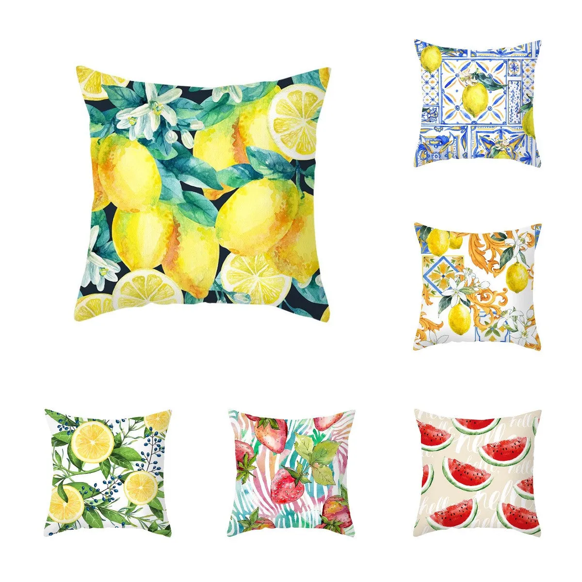 Summer Fruit Print Microfiber Throw Pillow Cover