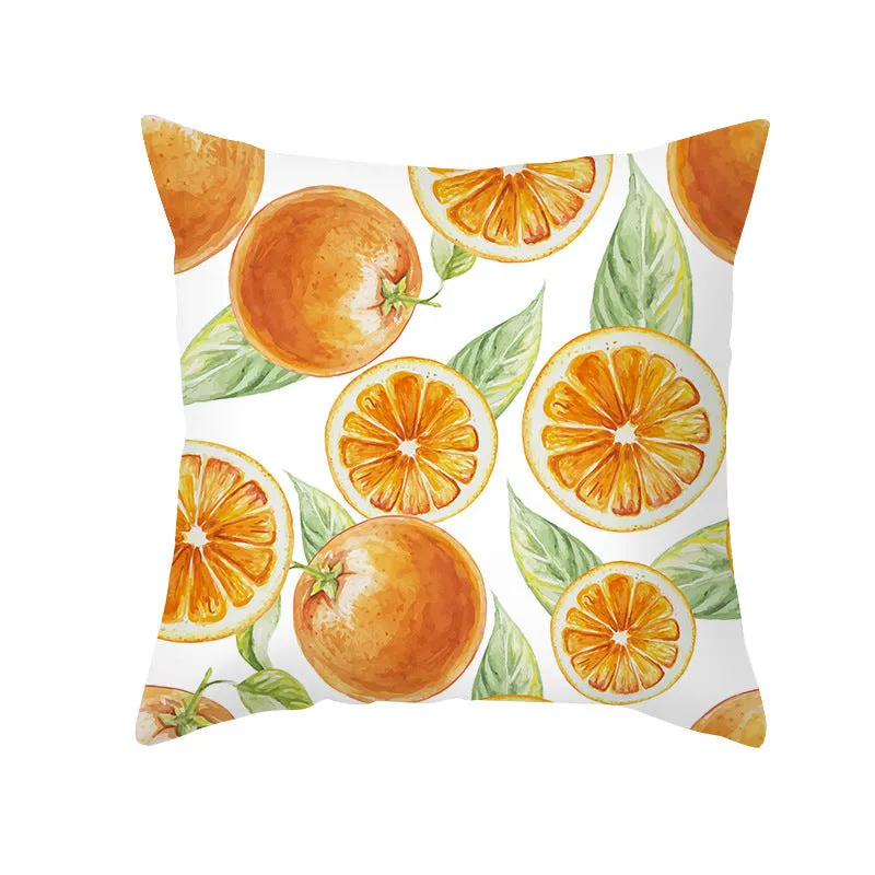 Summer Fruit Print Microfiber Throw Pillow Cover