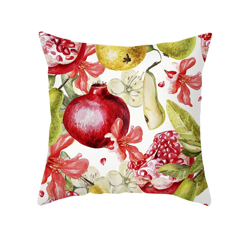 Summer Fruit Print Microfiber Throw Pillow Cover