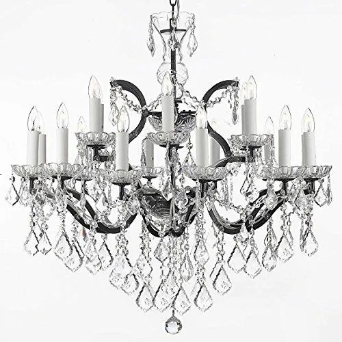 Swarovski Crystal Trimmed Chandelier 19Th C. Baroque Iron & Crystal Chandelier Lighting H 28" X W 30" - A83-995/18Sw