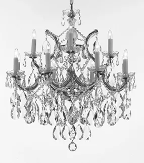 Swarovski Crystal Trimmed Maria Theresa Chandelier Lights Fixture Pendant Ceiling Lamp Dressed With Large Luxe Crystals H30" X W28" - Good For Dining Room Foyer Entryway Family Room And More - F83-B90/Cs/21532/12 1Sw