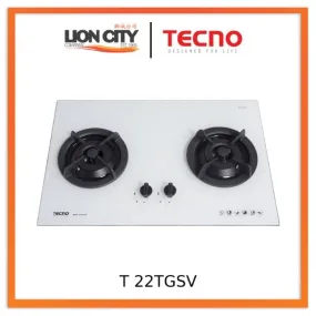 Tecno Uno T 22 TGSV / OPWH Toughened Glass Hob (SCHOTT) Optic White 75cm, V.V.S  2 Burners (2x Big)