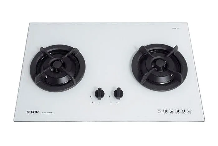 Tecno Uno T 22 TGSV / OPWH Toughened Glass Hob (SCHOTT) Optic White 75cm, V.V.S  2 Burners (2x Big)