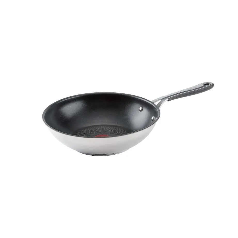 Tefal Jamie Oliver 28cm Essentials Non-Stick Induction Wok Silver