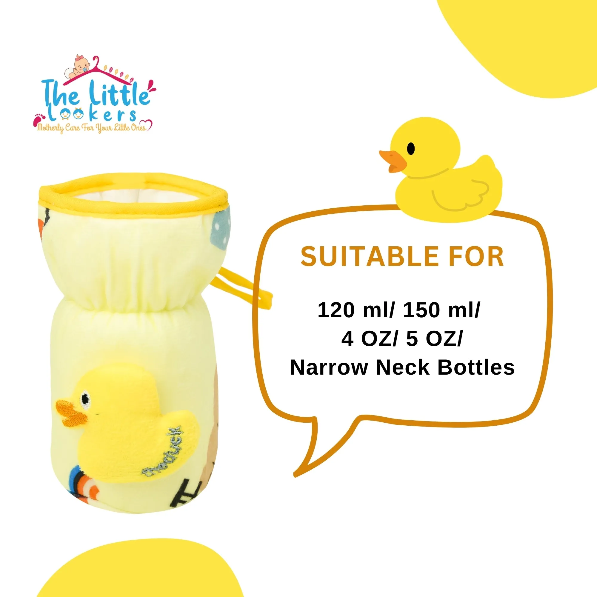 THE LITTLE LOOKERS Soft Plush Stretchable Baby Feeding Bottle Cover with Easy to Hold Strap and Zip l Feeding Bottles Cover